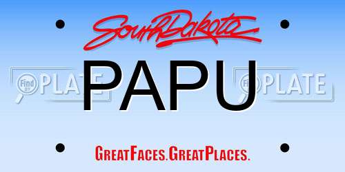 PAPU South Dakota License Plate