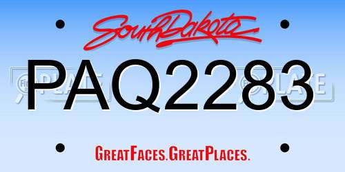 PAQ2283 South Dakota License Plate