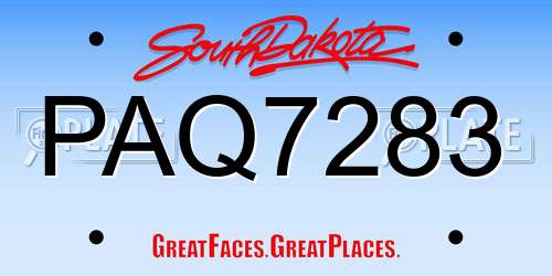PAQ7283 South Dakota License Plate