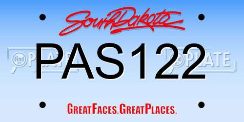 PAS122 South Dakota License Plate