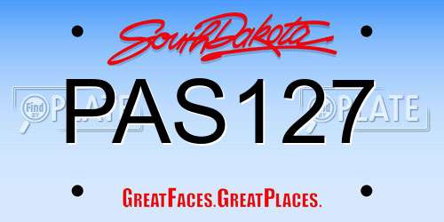 PAS127 South Dakota License Plate