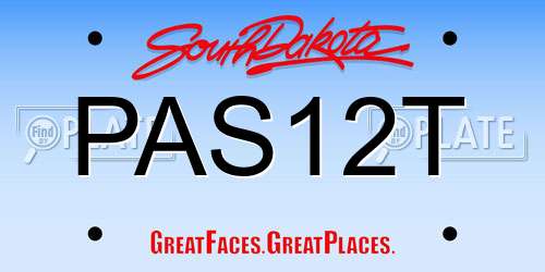 PAS12T South Dakota License Plate