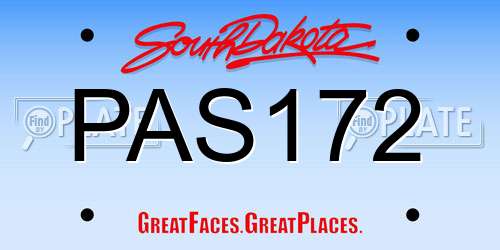 PAS172 South Dakota License Plate