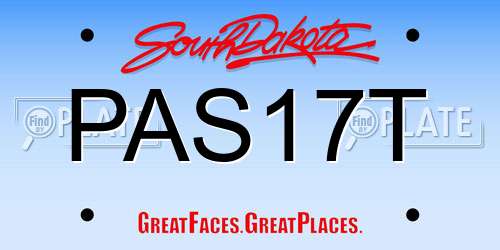PAS17T South Dakota License Plate