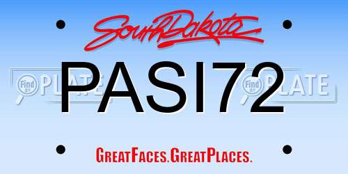 PASI72 South Dakota License Plate