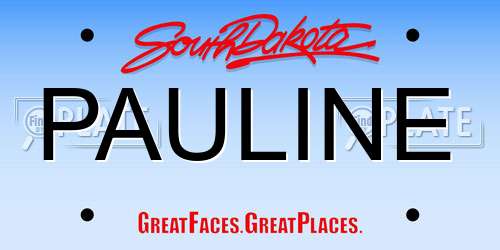 PAULINE South Dakota License Plate