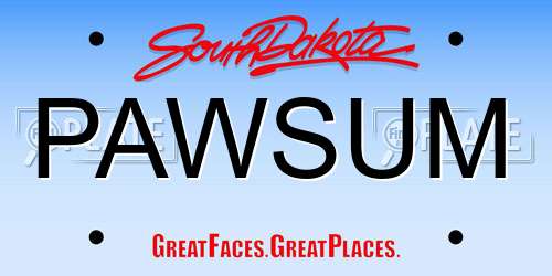 PAWSUM South Dakota License Plate