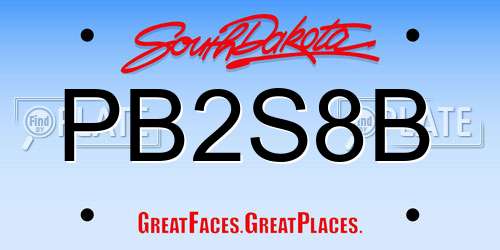 PB2S8B South Dakota License Plate