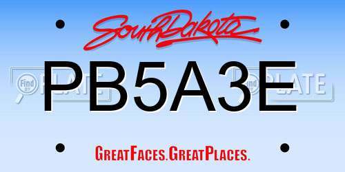 PB5A3E South Dakota License Plate