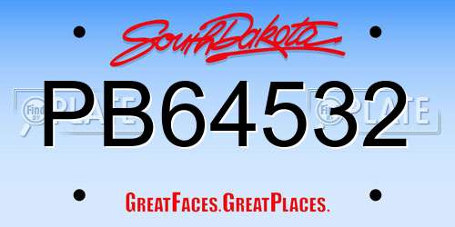 PB64532 South Dakota License Plate
