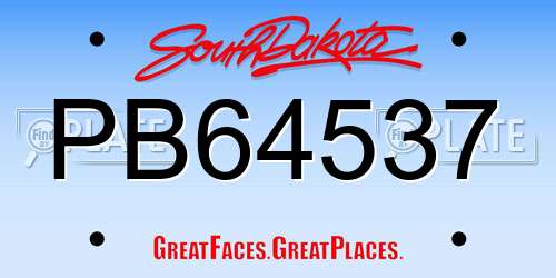 PB64537 South Dakota License Plate
