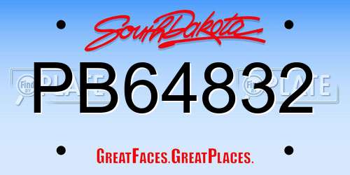 PB64832 South Dakota License Plate