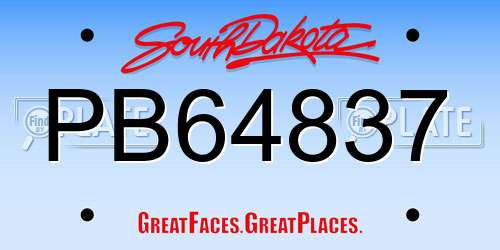 PB64837 South Dakota License Plate