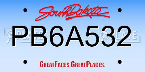 PB6A532 South Dakota License Plate