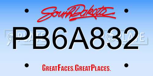 PB6A832 South Dakota License Plate