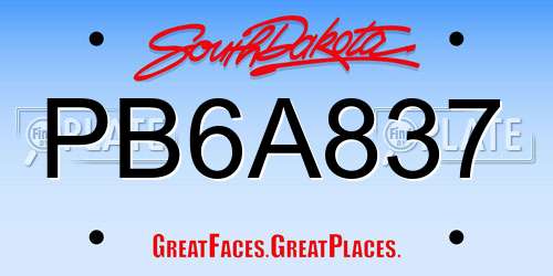 PB6A837 South Dakota License Plate