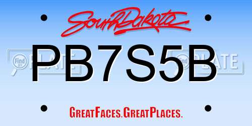 PB7S5B South Dakota License Plate