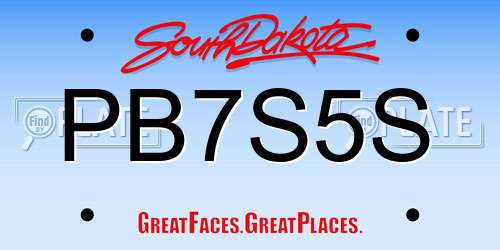 PB7S5S South Dakota License Plate
