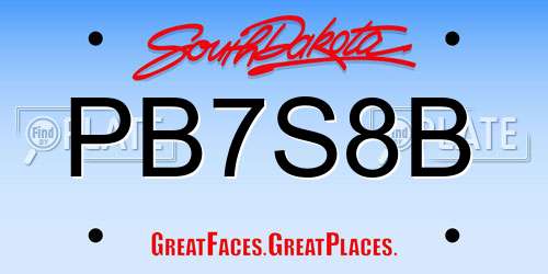 PB7S8B South Dakota License Plate