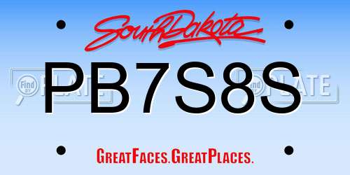 PB7S8S South Dakota License Plate