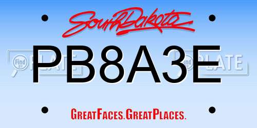 PB8A3E South Dakota License Plate