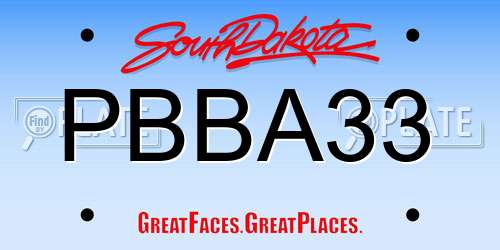 PBBA33 South Dakota License Plate