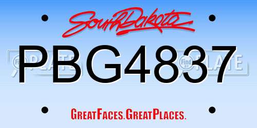 PBG4837 South Dakota License Plate