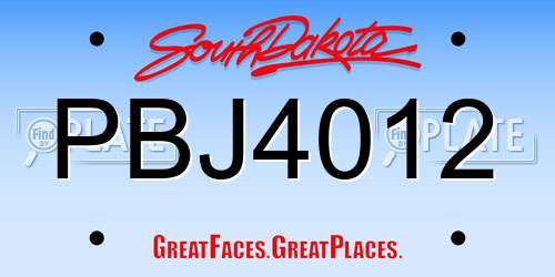PBJ4012 South Dakota License Plate