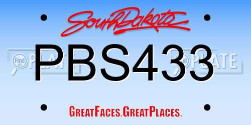 PBS433 South Dakota License Plate