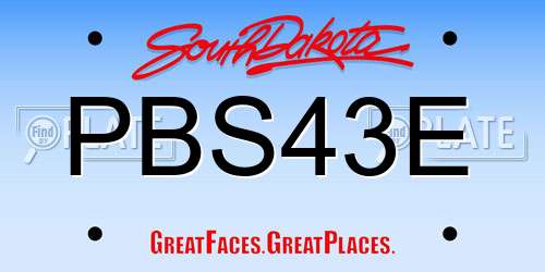 PBS43E South Dakota License Plate