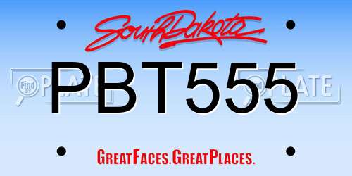 PBT555 South Dakota License Plate