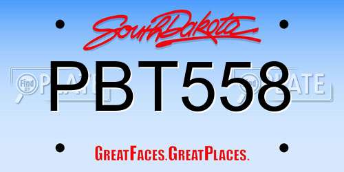 PBT558 South Dakota License Plate