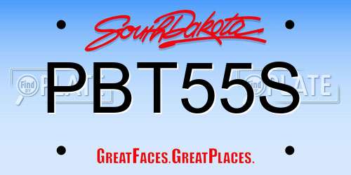 PBT55S South Dakota License Plate