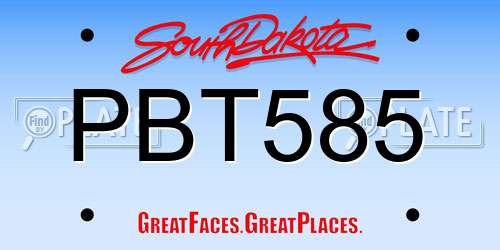 PBT585 South Dakota License Plate
