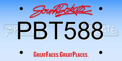 PBT588 South Dakota License Plate
