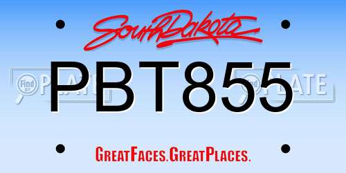 PBT855 South Dakota License Plate