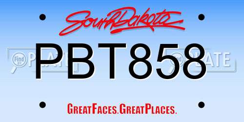 PBT858 South Dakota License Plate