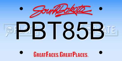 PBT85B South Dakota License Plate