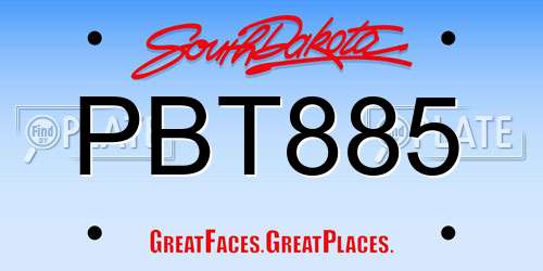 PBT885 South Dakota License Plate