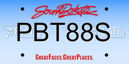 PBT88S South Dakota License Plate