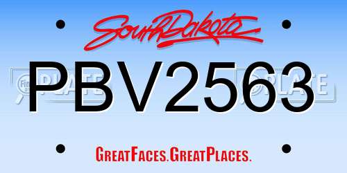 PBV2563 South Dakota License Plate