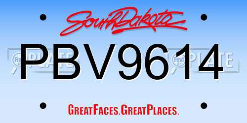 PBV9614 South Dakota License Plate