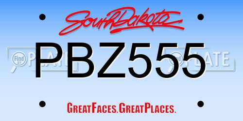 PBZ555 South Dakota License Plate