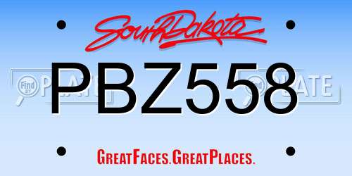PBZ558 South Dakota License Plate