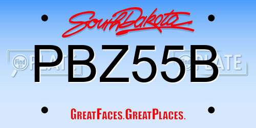 PBZ55B South Dakota License Plate