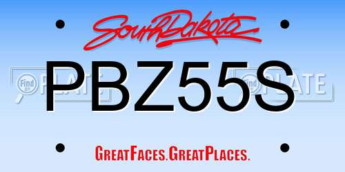 PBZ55S South Dakota License Plate