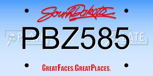 PBZ585 South Dakota License Plate
