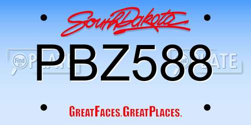 PBZ588 South Dakota License Plate
