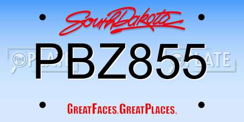 PBZ855 South Dakota License Plate