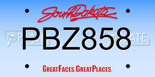 PBZ858 South Dakota License Plate